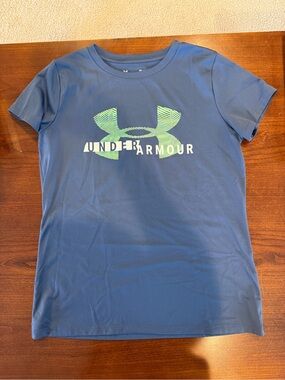 Under Armour Blue Short Sleeve Tee with Lime Logo